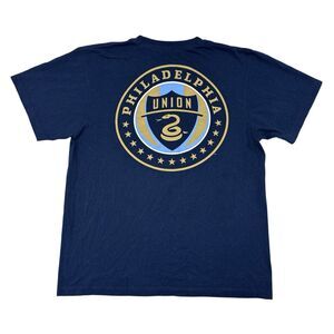 Philadelphia Union Soccer Shirt Size Large Navy Blue Tee Short Sleeve MLS Adidas
